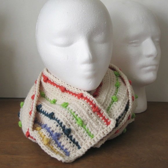 Long Striped Scarf off-white/multicolor men women - Picture 3 of 13